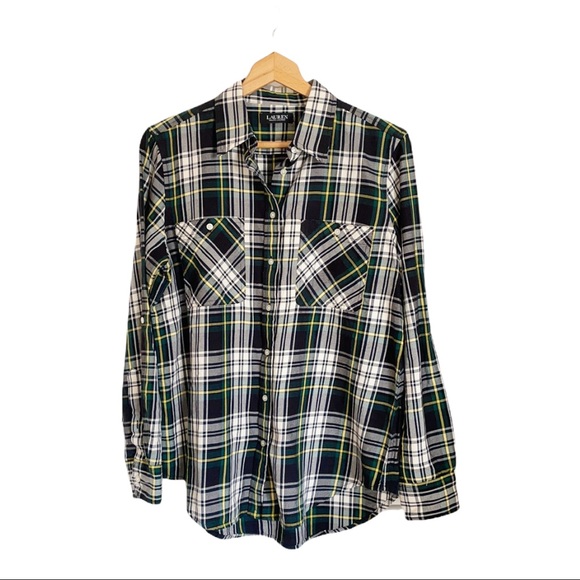 Lauren Ralph Lauren Tops - lauren ralph lauren plaid western roll tab twill long sleeve button front shirt